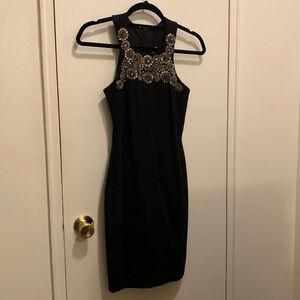 Bailey 44 black dress with beaded neckline